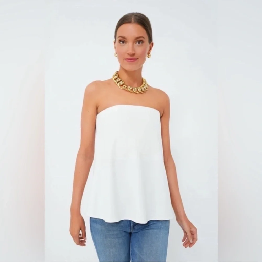Tuckernuck Strapless Ivory Crepe Marin Top Size S - Picture 1 of 9